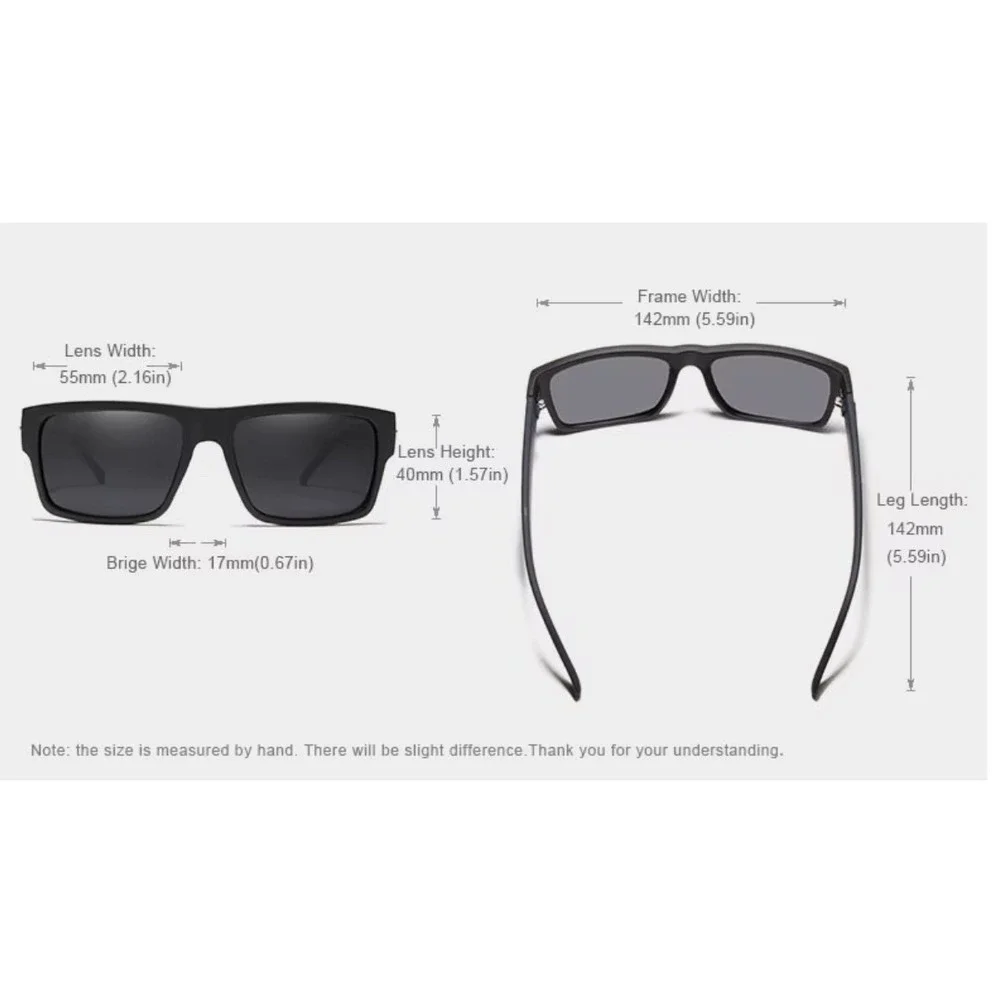 Mens Rectangular Sunglasses‎ Polarized Driving Fishing Shades Black Outdoor Work